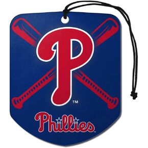 FANMATS 61553 MLB Philadelphia Phillies Hanging Car Air Freshener, 2 Pack, Black Ice Scent, Odor Eliminator, Shield Design with Team Logo