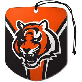 FANMATS 61566 NFL Cincinnati Bengals Hanging Car Air Freshener, 2 Pack, Black Ice Scent, Odor Eliminator, Shield Design with Team Logo
