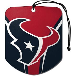 FANMATS 61591 NFL Houston Texans Hanging Car Air Freshener, 2 Pack, Black Ice Scent, Odor Eliminator, Shield Design with Team Logo
