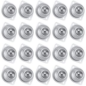 20 PCS 1 Inch Silver Roller Ball Transfer Bearing, Carbon Steel Screw Mounted Round Swivel Ball Transfer Unit Universal Ball Bearing Casters for Conveyor, Roller Stand,Transmission