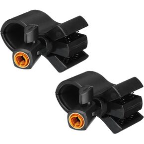 MECCANIXITY Microphone Holder O.D 32mm - 60mm Metal Interface Mic Holder Clip with 3/8 Golden Metal Adapter for Small Mic Black 2 Pcs