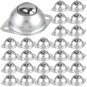 32 PCS 1 Inch Roller Ball Transfer Bearing, Flange Mounted Carbon Steel Round Ball Transfer Unit, Universal Rotation Ball Casters for Conveyor, Roller Stand, Transmission, Load Capacity 400 lbs