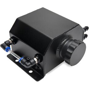 Overflow Tank, Coolant Reservoir Tank Expansion Aluminum 1L, Universal Radiator Coolant Overflow Tank, Black
