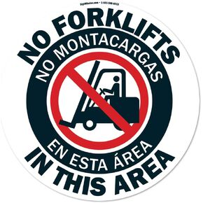 No Forklifts Spanish and English Non-Slip Floor Marker | 16" Circle Floor Marker Vinyl Decal| Protect Your Business, Work Place & Customers | Made in The USA