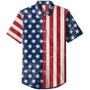 قميص رجالي بأزرار علم الحرية، قميص بأزرار علم أمريكا، أحمر أبيض وأزرق، قميص بأزرار العلم، ملابس العلم XXL in Kuwait
