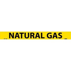NMC B1172Y Pipe Marker, "NATURAL GAS", 9" Width x 1" Height, Pressure Sensitive Vinyl, Black On Yellow (Pack of 25)