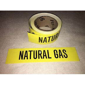 Roll of Natural Gas Pipe Markers, 72 Labels in A Roll, Perforated, Meet Asme A13.1 Standards, Self-Adhesive Stickers You Peel and Stick, 2" X 9" Wide Good for Most Sizes Pipe.