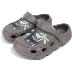 Casazoe Toddler Boys Girls LED Garden Clogs Kids Cute Cartoon Dinosaur Pattern EVA Clogs Water Sandals Slip On Shoes Slipper Slides Lightweight Outdoor Summer Children Beach Pool Shoes