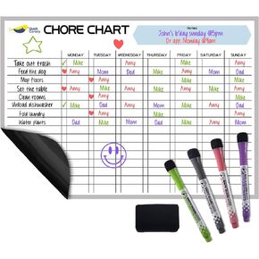 Magnetic Chore Chart for Kids– Perfect Size Dry Erase Board for Refrigerator– with Whiteboard Markers and Eraser – Interactive Behavior, Reward and Responsibility Chart – Have Fun Getting Things Done