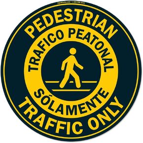 Pedestrian Traffic English Spanish Non-Slip Floor Marker | 3 Pack of 16" Circle Vinyl Decal | Protect Your Business, Work Place & Customers | Made in The USA