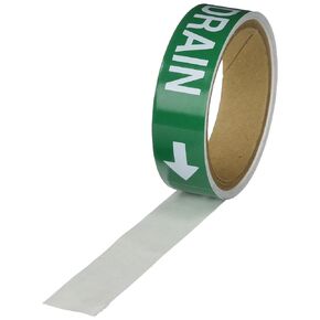 Brady 20463 Economy Pipe Markers-To-Go, B-736, 1" Height X 8" Width, White On Green Self-Sticking - Plastic Film, Legend "Roof Drain"