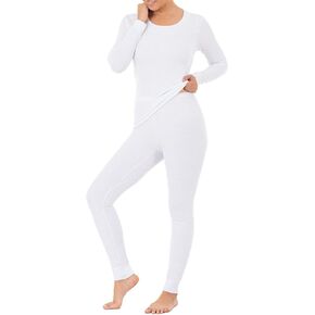 مجموعات حرارية نسائية من Fruit of the Loom، ملابس داخلية شتوية خفيفة الوزن قابلة للتنفس وأكمام طويلة، أسود (طاقم) / أبيض (Vneck)، مقاس 4X-Large in Saudi Arabia