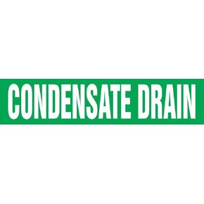 Accuform RPK234SSD Self-Stick "CONDENSATE Drain" Pipe Marker for 2-1/2" to 6" OD Pipe, White on Green, 2-1/2" H x 12" W in Saudi Arabia