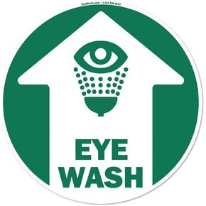 Eye Wash Non-Slip Floor Marker | 6 Pack of 16" Circle Floor Marker Vinyl Decal| Protect Your Business, Work Place & Customers | Made in The USA