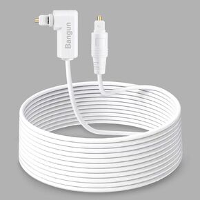 White Optical Audio Cable, Slim 90 Degree Digital Audio Optical Cord, SPDIF Toslink Optical Cable, Right Angle Fiber Optic Audio Cable, Digital Sound Cable for Sound Bar/TV/PS4/Xbox/Home Theater, 6ft