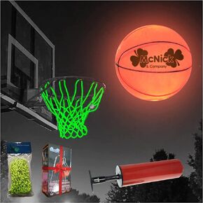 Glow in The Dark Basketball Net Hoop - LED Lighted Smart Basketball Goal with Glowing Hoop Net - Nightime Light Up Glow Hoop Outdoor - Heavy Duty Basketball Air Pump Included
