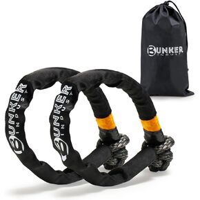 BUNKER INDUST 2Pcs Synthetic Soft Shackle Rope,1/2 Inch x 23 Inch (49,000 LBS Breaking Strength) Winch Towing Recovery Shackles for Offroad 4x4 Vehicles Truck, SUV, ATV, UTV