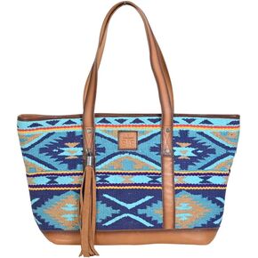 STS Ranchwear Womens Mojave Sky Multi-Color Leather Shoulder Tote Bag