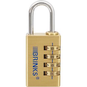 BRINKS - 30mm Solid Brass 4-Dial Resettable Padlock - Chrome Plated With Hardened Steel Shackle