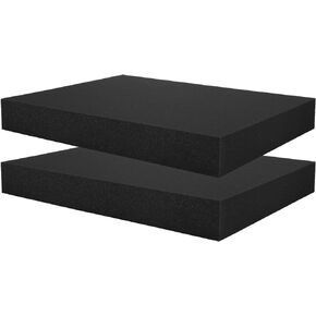 2 Pack Cuttable Polyurethane Foam Sheets,16 x 12 x 2 Inches Customizable Polyurethane Insert Pads, Thick Packing Foam Inserts for Cases for Tool Case Cushioning, Crafts (Black)