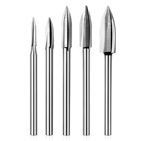 Wood Carving Tools for Rotary Tool, 5Pcs Engraving Drill Accessories Bit Wood Crafts Grinding Woodworking Tool with 1/8" Shank-DIY Wood Carving Tools Accessories