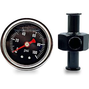 Liquid Fuel Pressure Regulator Gauge Oil Pressure Gauge 0-100 psi With In-Line Adapter 3/8 "Fuel Line Adaptor Male pipe threads to hose barb ends,3/8" Hose to 1/8" NPT adapter