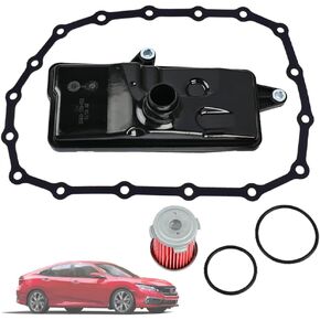 Auto Transmission Filter & Pan Gasket Kit 21814-5T0-000 25420-5T0-003 25450-P4V-013 Compatible with HONDA CIVIC 2014-2019 FIT 2015-2019 HR-V 2016-2019 Filter + Cooler+ Gasket
