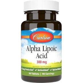 Carlson - Alpha Lipoic Acid, 300 mg, Promotes Energy Production, 90 Tablets