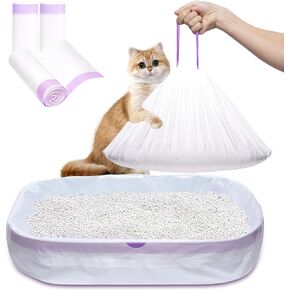 Cat Litter Liners Large, 30 Pack Jumbo Drawstring Cat Litter Bags, Extra Thick Litter Pan Liners Heavy Duty 36"x16"