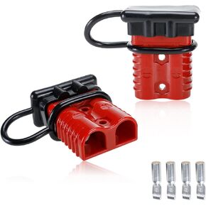 طقم قابس موصل كهربائي سريع التوصيل للبطارية 175 أمبير 1/0 AWG لمقطورة ونش الاسترداد، عبوتان، أحمر