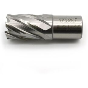 TEMO M2 Annular Cutter with Weldon Shank, Bright Finish, 11/16 Inch Cutting Diameter x 1 Inch Depth of Cut for Standard Drill Press, Drill Bit Cutter