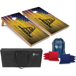 مجموعة أعلام لوحات ثقب الذرة لتنظيم لعبة Tailgating Pros - تتضمن 8 أكياس فول، وحقائب حمل، ولعبة رمي ثقب الذرة مقاس 4 × 2 بوصة