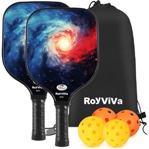 Pickleball Paddles Set of 2,USAPA Approved Fiberglass Pickleball Paddles Set 2023 RV-01,Include 2 Fiberglass Surface Pickleball Rackets,2 40-Hole Indoor Balls,2 26-Hole Outdoor Balls,1 Carrying Bag