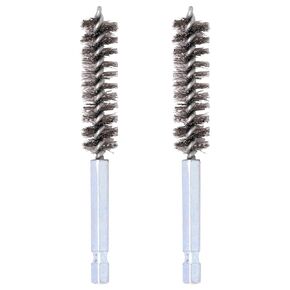 Bore Brush Stainless Steel 2 Pcs, Bore Brush for Drill with 1" Hex Shank Twisted, Round Wire Brush for Power Drill, Cleaner Bore Brush Set for Rust, Cleaning Tubes
