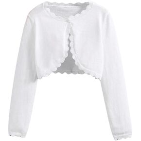 Girl's Long Sleeve Button Front Crop Cardigans Asymmetrical Hem Sweaters Bolero Shrug Knit Tops in Saudi Arabia