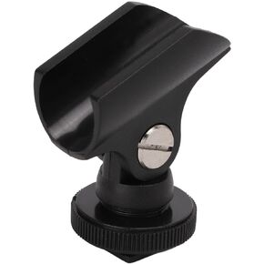 Microphone Hot Shoe Holder, Mic Clip Stand 1.95cm Universal Plastic Convenient Lightweight for DSLR Camera