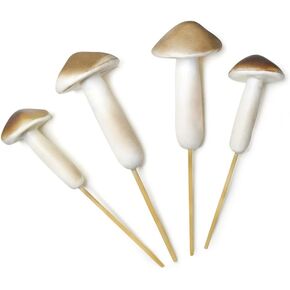 Garden Mushroom Picks for Floral Art or Gifts - 4 Piece - 2 Sizes
