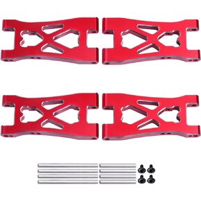Aluminum Lower Suspension Arms Front & Rear for Redcat Blackout XTE Upgrades, fit for Redcat Blackout XBE SC Pro Replace Parts BS213-007 / BLH-0002GM, 4pcs (Red)