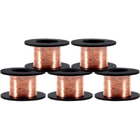 5pcs Enameled Copper Wire, Enameled Wire Winding Wire Enamelled Repair Wire Diameter 0.1mm Length 15m