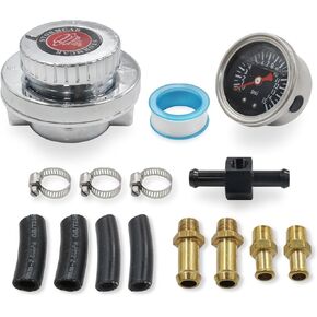 Manual Adjustable 1-5 Psi Fuel Pressure Regulator Carburetor Carb Fuel Pump Kit with 0-15 Psi Pressure Gauge and Fuel Block Universal for Carburetor Engine