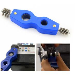 2 Pieces Car Battery Terminal Cleaners, 4 in 1 Car Battery Cleaning Brush with Steel Wire, Anti-Corrosion Battery Terminals Machine Parts Cleaning Tools Universal for Automotive and Marine