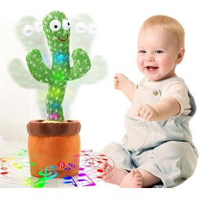 Dancing Talking Cactus Toy, Talking Singing Mimicking Recording Repeating What You Say Sunny Cactus 120 English Songs Smart Toys for Baby Boys and Girls