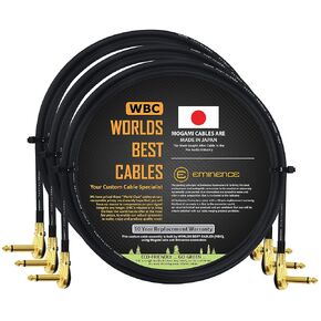 WORLDS BEST CABLES 3 Units - 4 Foot-Pedal, Effects, Patch, Instrument Cable Custom Made Made Using Mogami 2524 Wire and Eminence Gold Plated ¼ inch (6.35mm) R/A Pancake Type Connectors