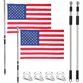 2 Pack Boat Flag Pole Kit with American Boat Flags Marine 2x3FT and 59" Telescopic Pole, Golf Cart Flag Pole Holder American Flag Pole for Boat & Golf Cart 4th Of July Decorations Outdoor in Saudi Arabia