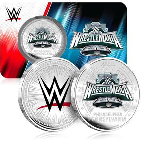 ميدالية WWE Wrestlemania XL 40 الفضية الرسمية للمصارعة لعام 2024 in Kuwait