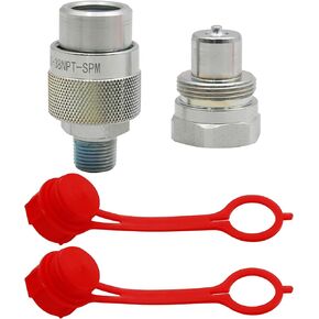 Ball Face Mount Fitting 1/4'' NPT With 2 Dust Caps A-630 10,000 PSI High Pressure High Flow Connect and Disconnect Hydraulic Quick Couplings