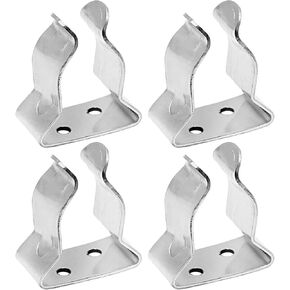 4Pcs Stainless Steel Boat Hook Spring Clamp Holder Spring Clip Silver Bracket Clip for for Boat Hook, Boat Pole, Gaff, Fishing Rod, Oar, Paddle, Brooms (Small)