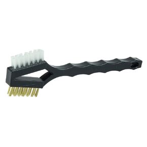Weiler 44731 Double Sided V-Shape Scratch Brush, 006 Brass & .016 White Nylon Fill, Plastic Block, 3 x 7 Rows, Made in The USA (Pack of 24)