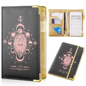 FIODAY Server Books 12 Zodiac Signs Waitress Book Cute Waiter Book Zipper Pocket Leather Serving Book Fits Server Apron Check Presenters for Restaurants