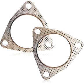 2 PCS Car Exhaust Pipe Gasket, 2.99" Asbestos Resistant High Temperature High Pressure Three-hole Exhaust Flange Sealing Gasket, Modification Replacement Accessories, for Most Models (Silver)
